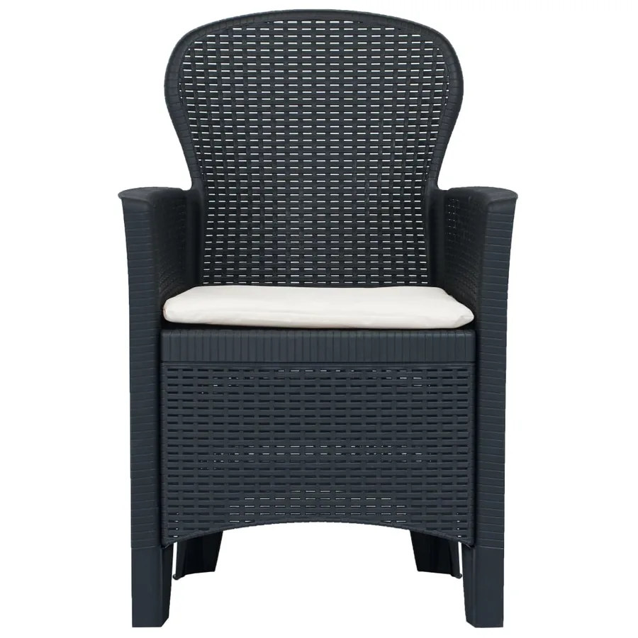 Ensemble de bistro 3 pcs Plastique Anthracite Aspect de rotin - 4