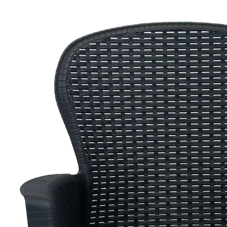 Ensemble de bistro 3 pcs Plastique Anthracite Aspect de rotin - 5