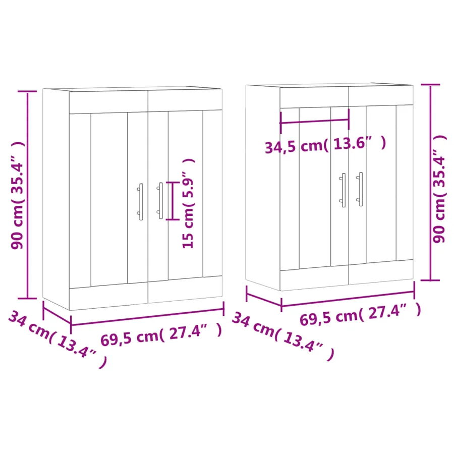 Armoires murales 2 pcs blanc bois d'ingénierie - 12