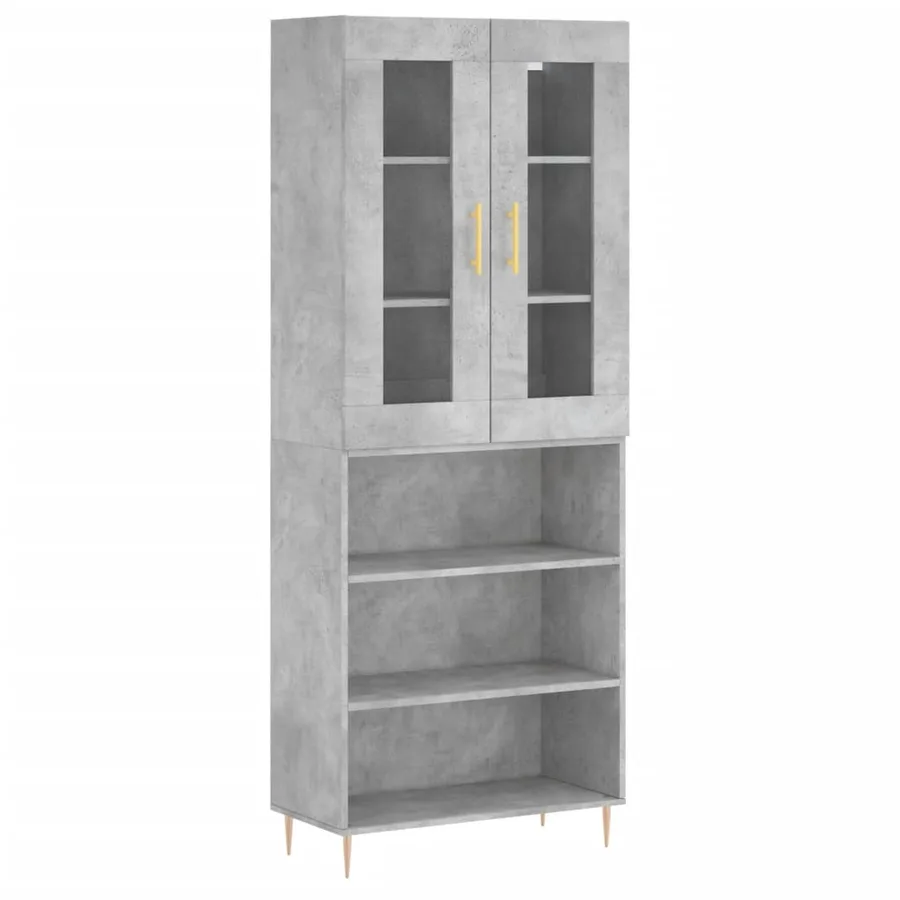 Buffet haut Gris béton 69,5x34x180 cm Bois d'ingénierie - 2