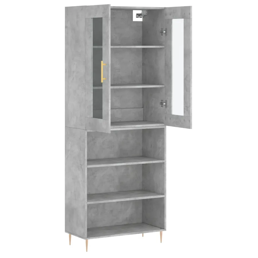 Buffet haut Gris béton 69,5x34x180 cm Bois d'ingénierie - 4