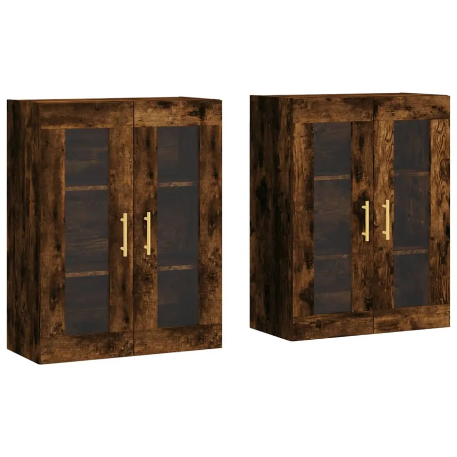 Armoires murales 2 pcs chêne fumé bois d'ingénierie - 2