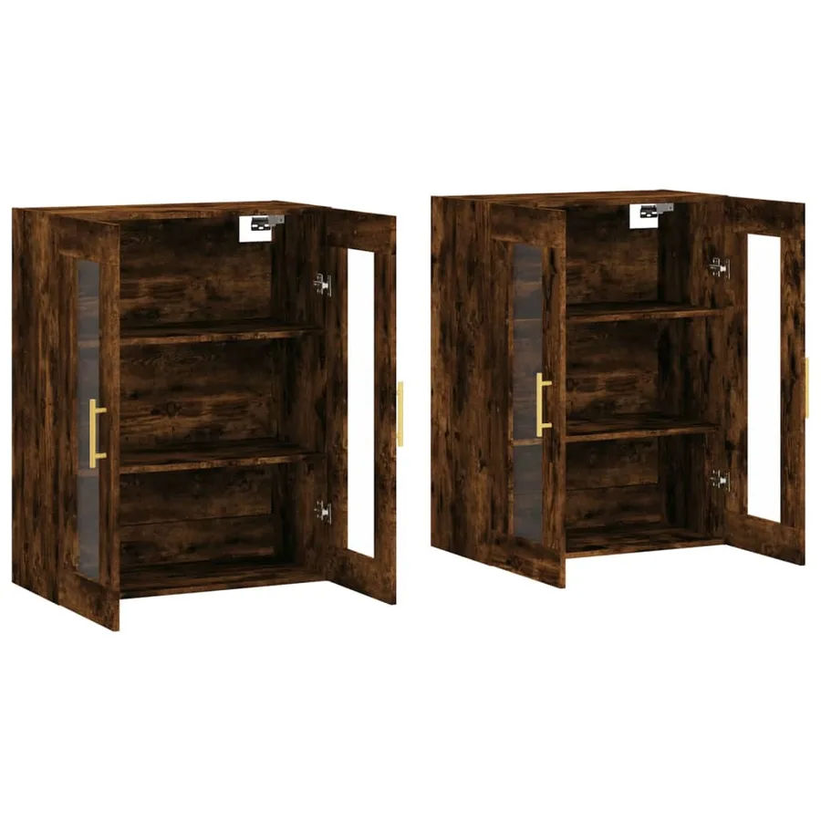 Armoires murales 2 pcs chêne fumé bois d'ingénierie - 4