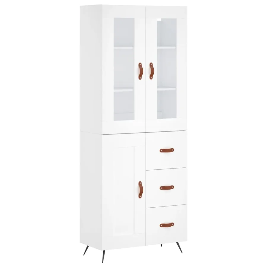 Buffet haut Blanc 69,5x34x180 cm Bois d'ingénierie - 2