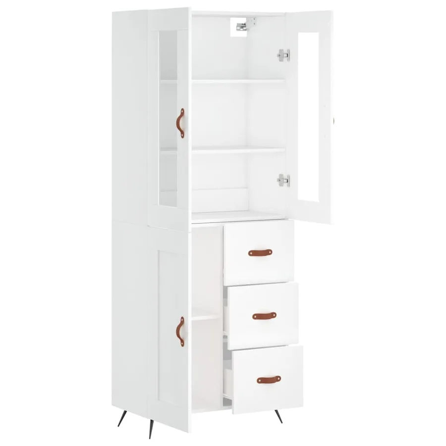 Buffet haut Blanc 69,5x34x180 cm Bois d'ingénierie - 4