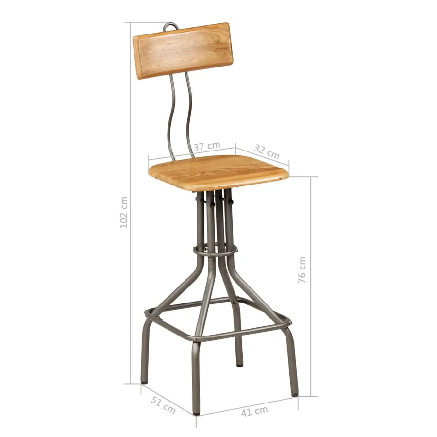 Chaises de bar lot de 2 teck massif de récupération - 11