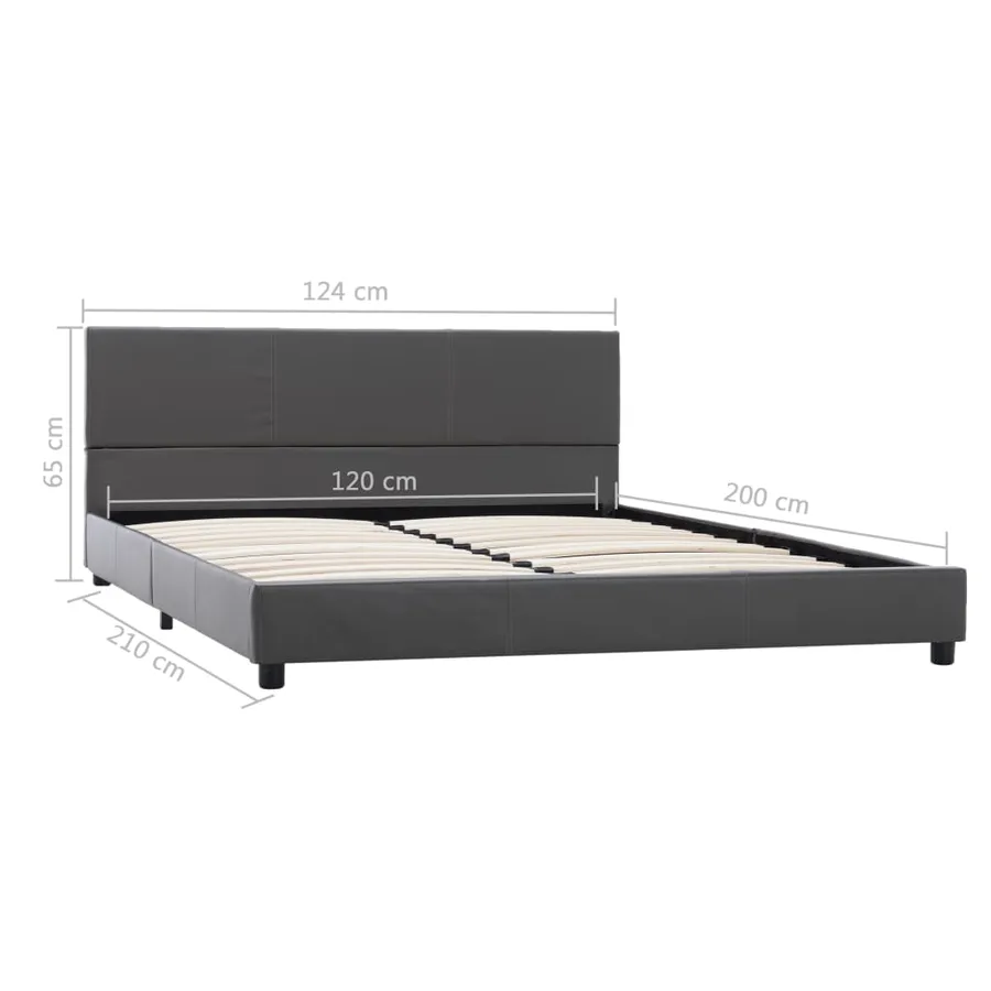 Cadre de lit sans matelas gris similicuir 120x200 cm - 7