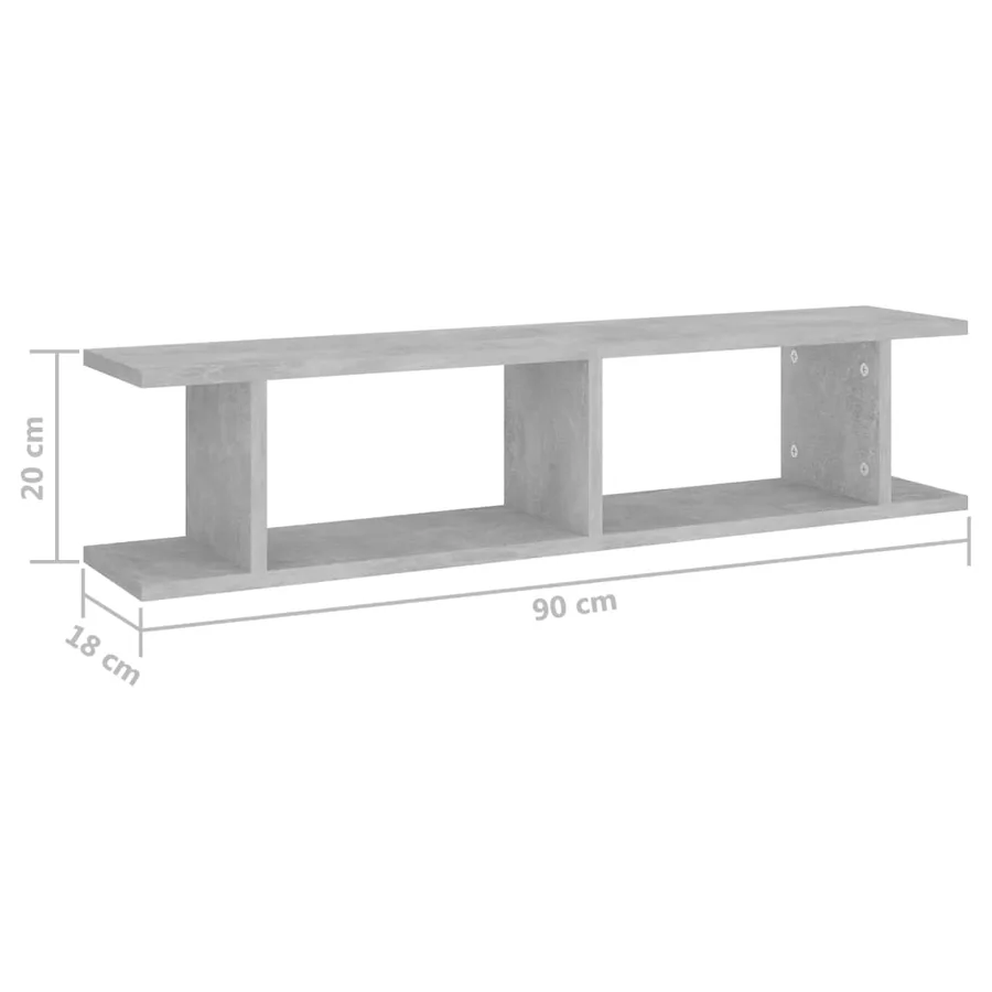 Étagères murales 2 pcs Gris béton 90x18x20 cm bois d'ingénierie - 7