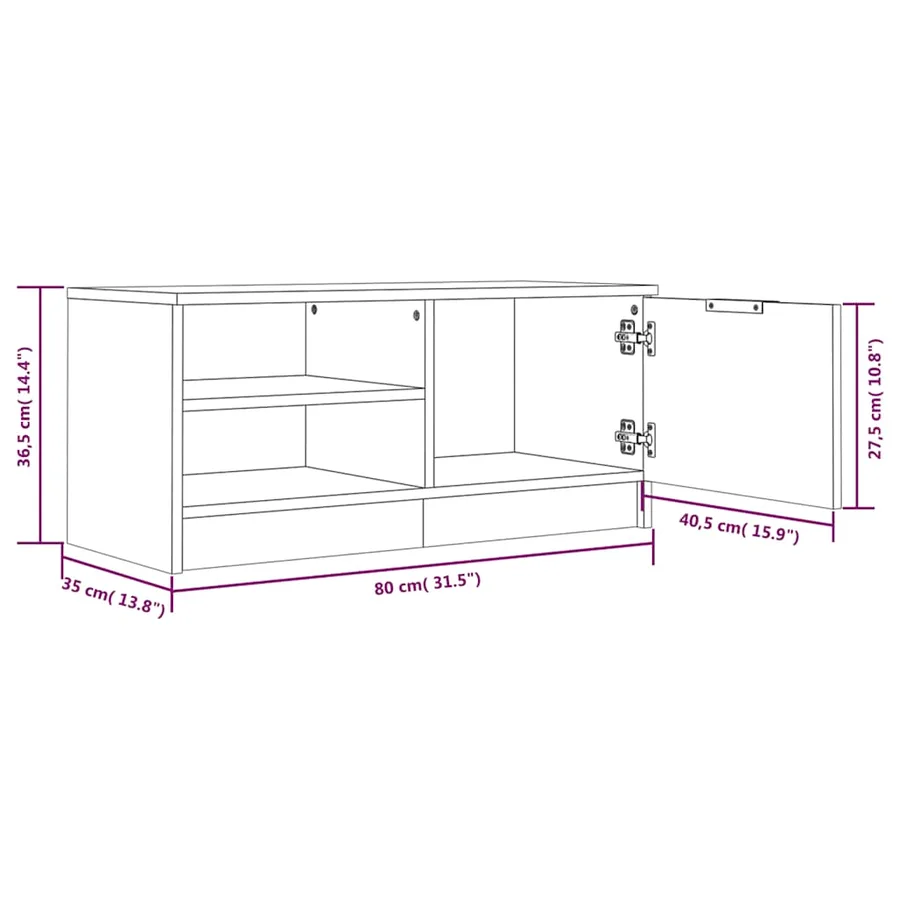 Meubles TV 2 pcs Noir 80x35x36,5 cm Bois d'ingénierie - 10