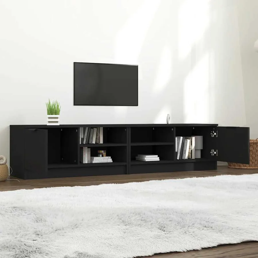 Meubles TV 2 pcs Noir 80x35x36,5 cm Bois d'ingénierie - 3