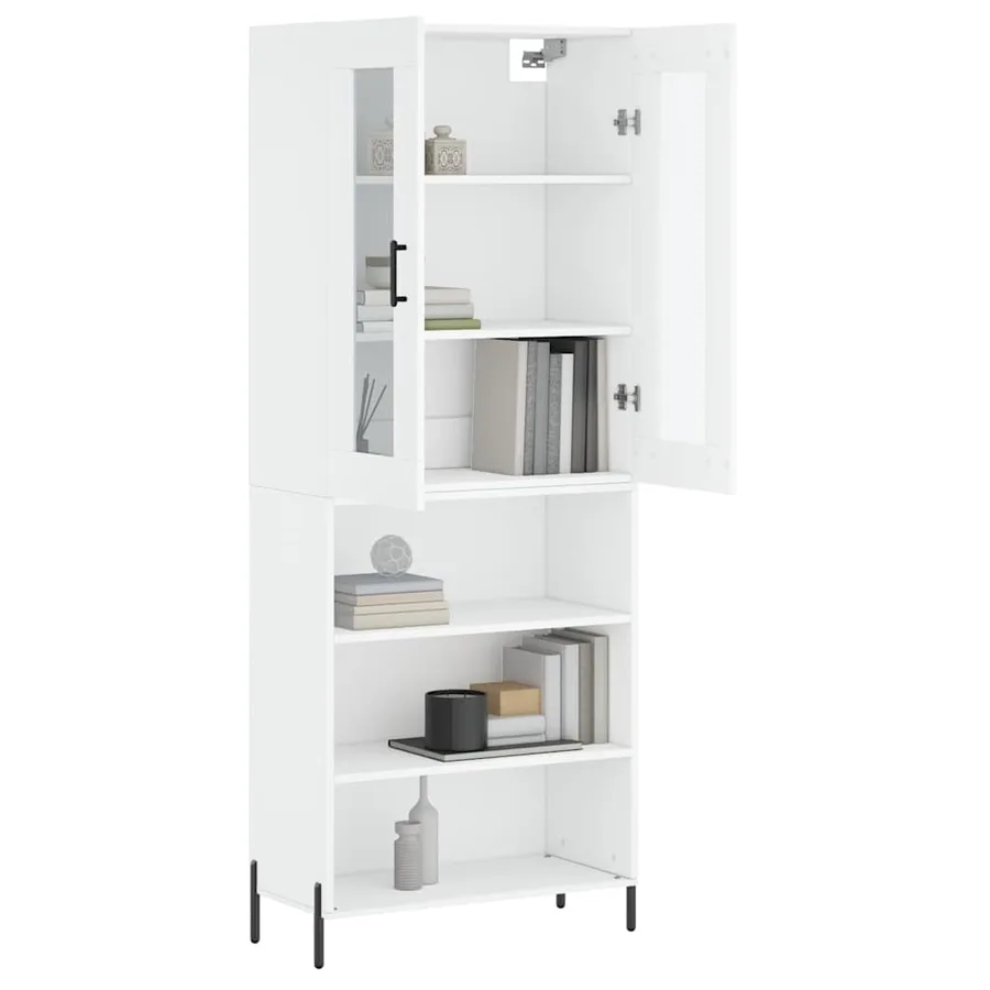 Buffet haut Blanc 69,5x34x180 cm Bois d'ingénierie - 3