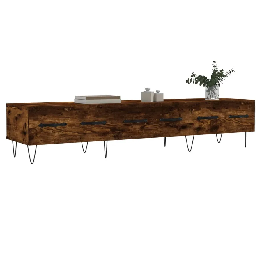 Meuble TV chêne fumé 150x36x30 cm bois d'ingénierie - 3