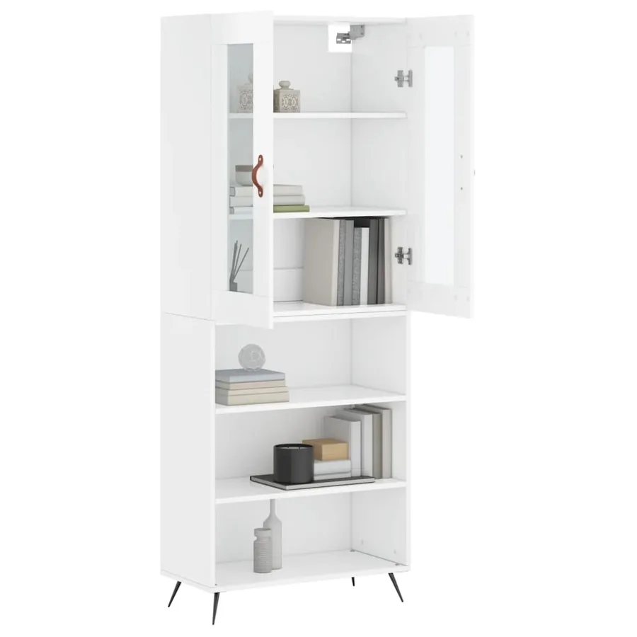 Buffet haut Blanc brillant 69,5x34x180 cm Bois d'ingénierie - 3