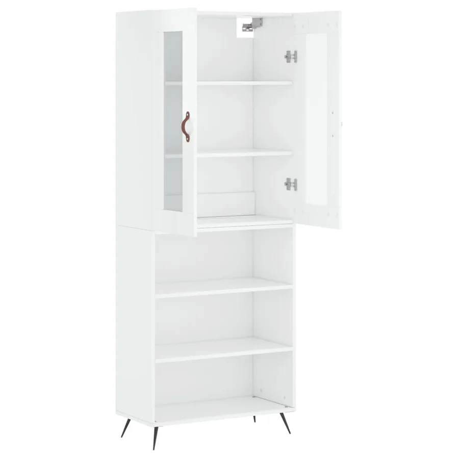 Buffet haut Blanc brillant 69,5x34x180 cm Bois d'ingénierie - 4