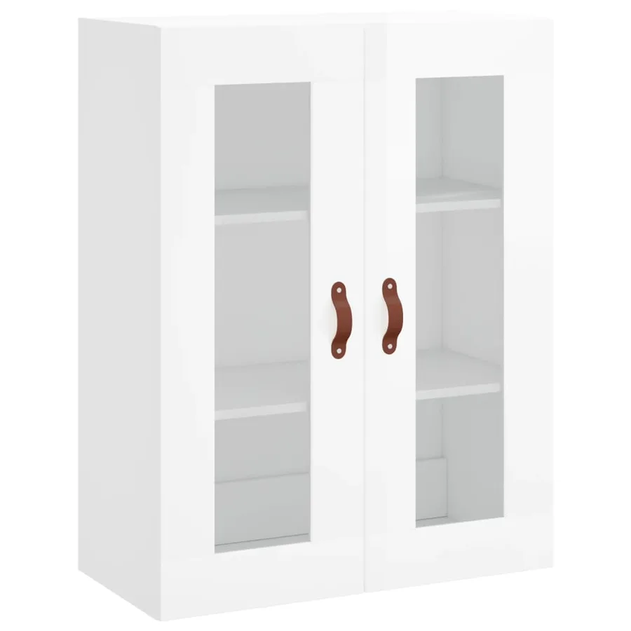 Buffet haut Blanc brillant 69,5x34x180 cm Bois d'ingénierie - 5