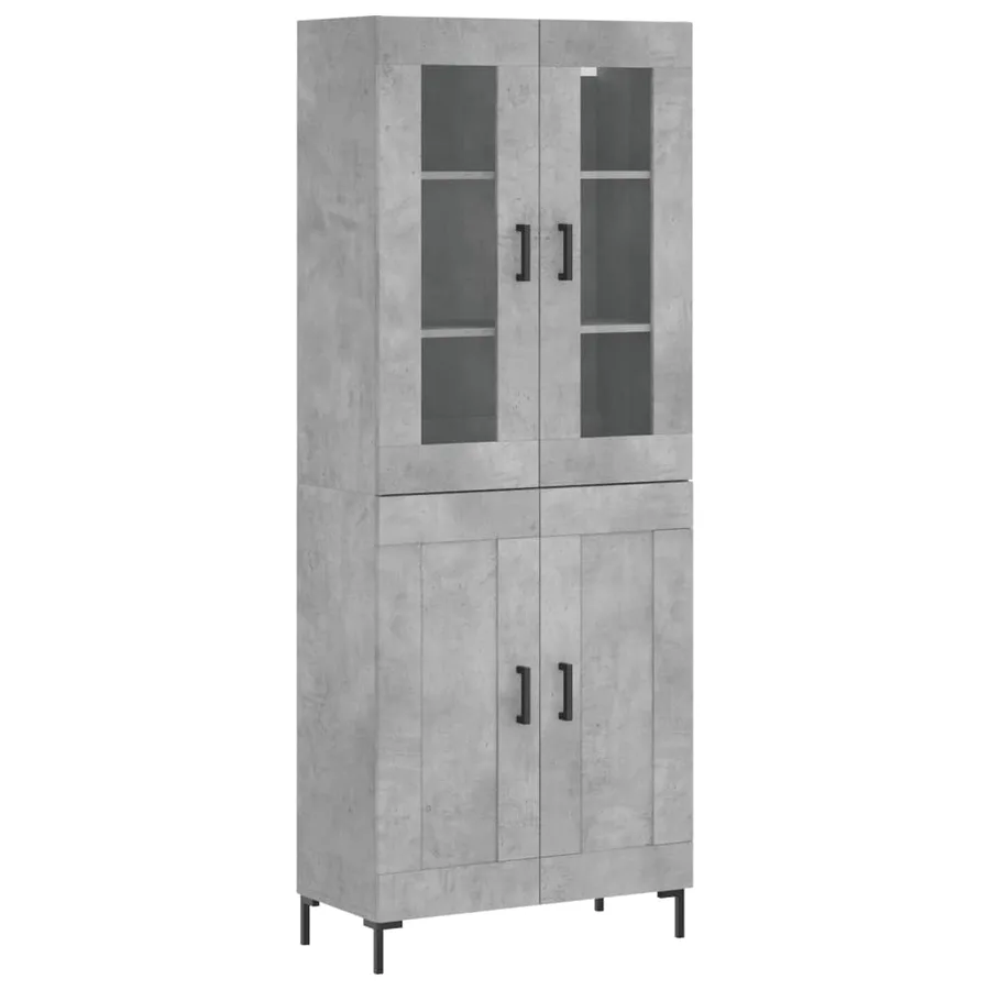 Buffet haut Gris béton 69,5x34x180 cm Bois d'ingénierie - 2