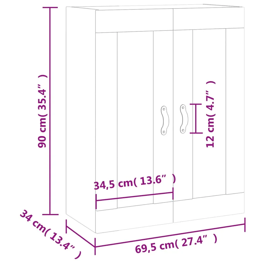 Armoire murale blanc brillant 69,5x34x90 cm - 13