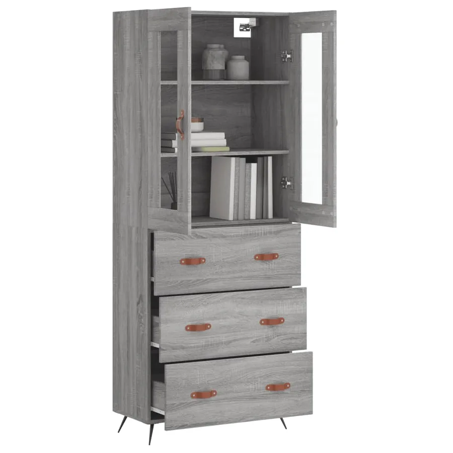 Buffet haut Sonoma gris 69,5x34x180 cm Bois d'ingénierie - 12