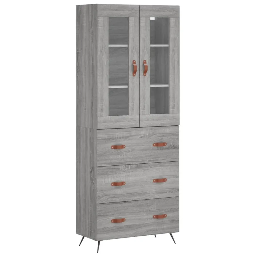 Buffet haut Sonoma gris 69,5x34x180 cm Bois d'ingénierie - 2