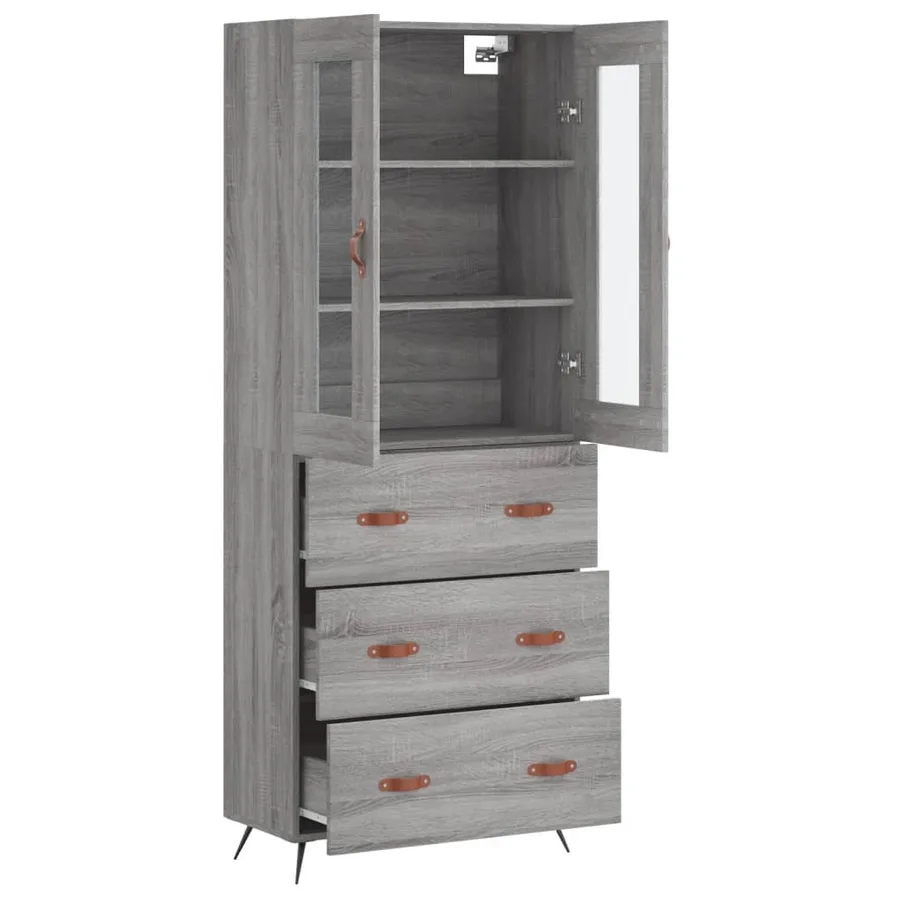 Buffet haut Sonoma gris 69,5x34x180 cm Bois d'ingénierie - 3