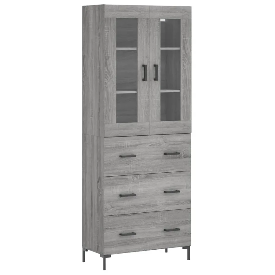 Buffet haut Sonoma gris 69,5x34x180 cm Bois d'ingénierie - 2