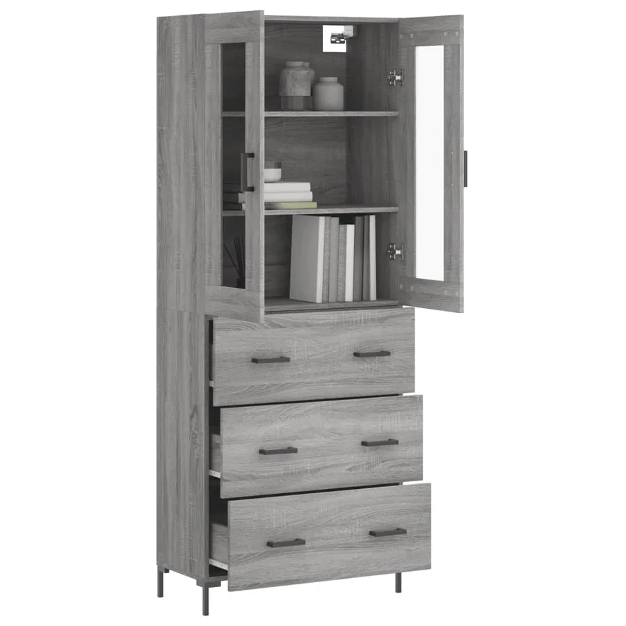 Buffet haut Sonoma gris 69,5x34x180 cm Bois d'ingénierie - 3