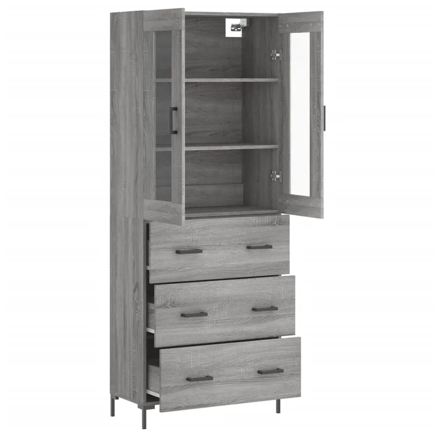 Buffet haut Sonoma gris 69,5x34x180 cm Bois d'ingénierie - 4