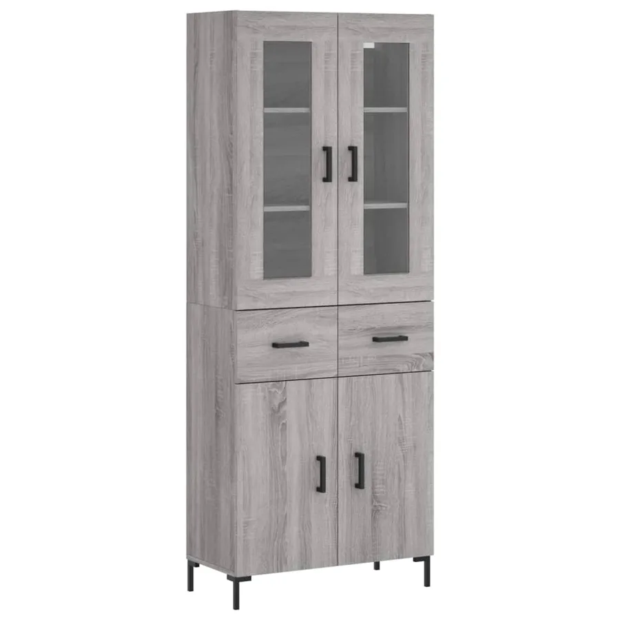 Buffet haut Sonoma gris 69,5x34x180 cm Bois d'ingénierie - 2