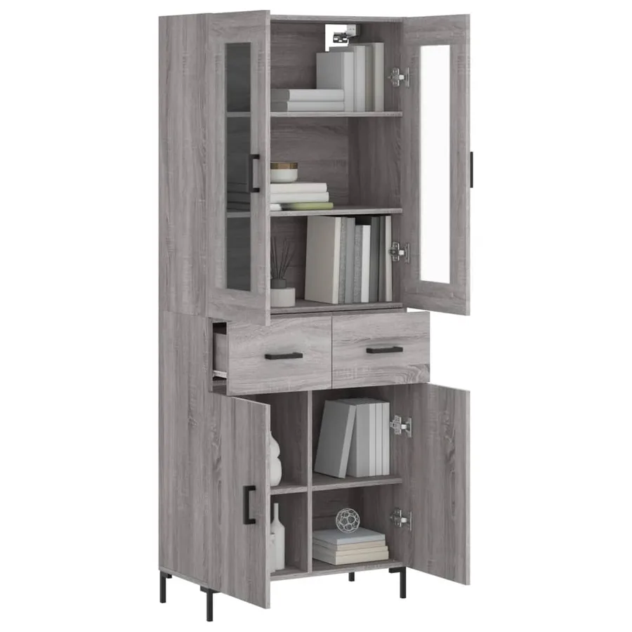 Buffet haut Sonoma gris 69,5x34x180 cm Bois d'ingénierie - 3