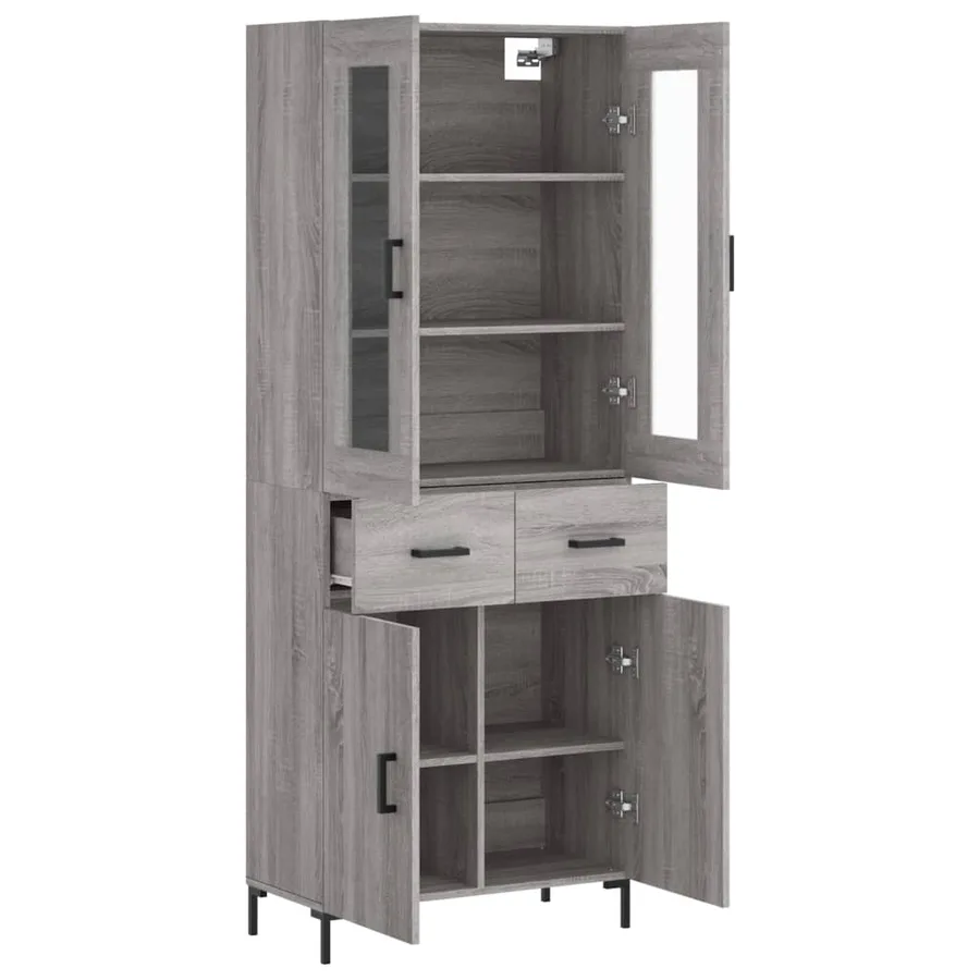 Buffet haut Sonoma gris 69,5x34x180 cm Bois d'ingénierie - 4