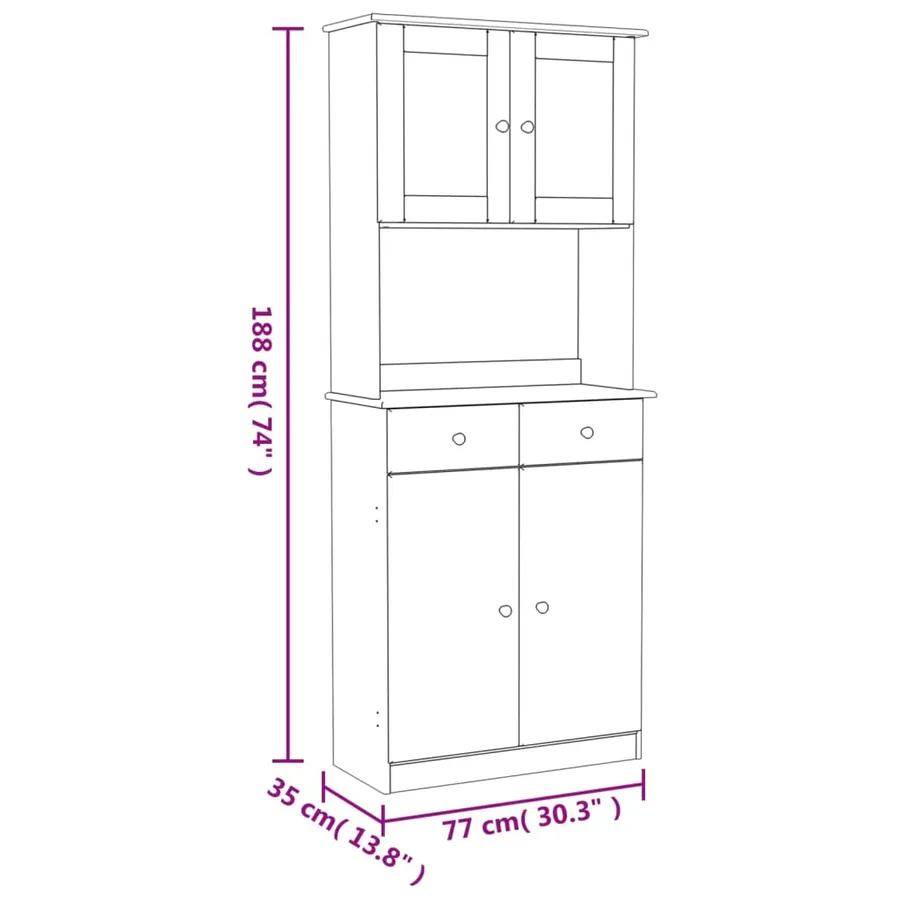 Buffet ALTA 77x35x188 cm bois massif de pin - 12