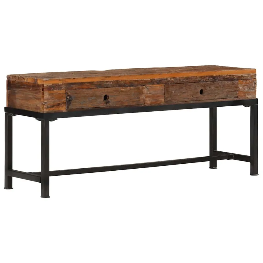 Meuble TV 110x30x46 cm bois massif de récupération - 10