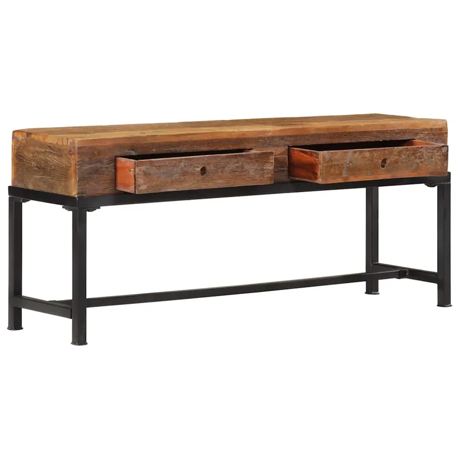 Meuble TV 110x30x46 cm bois massif de récupération - 2