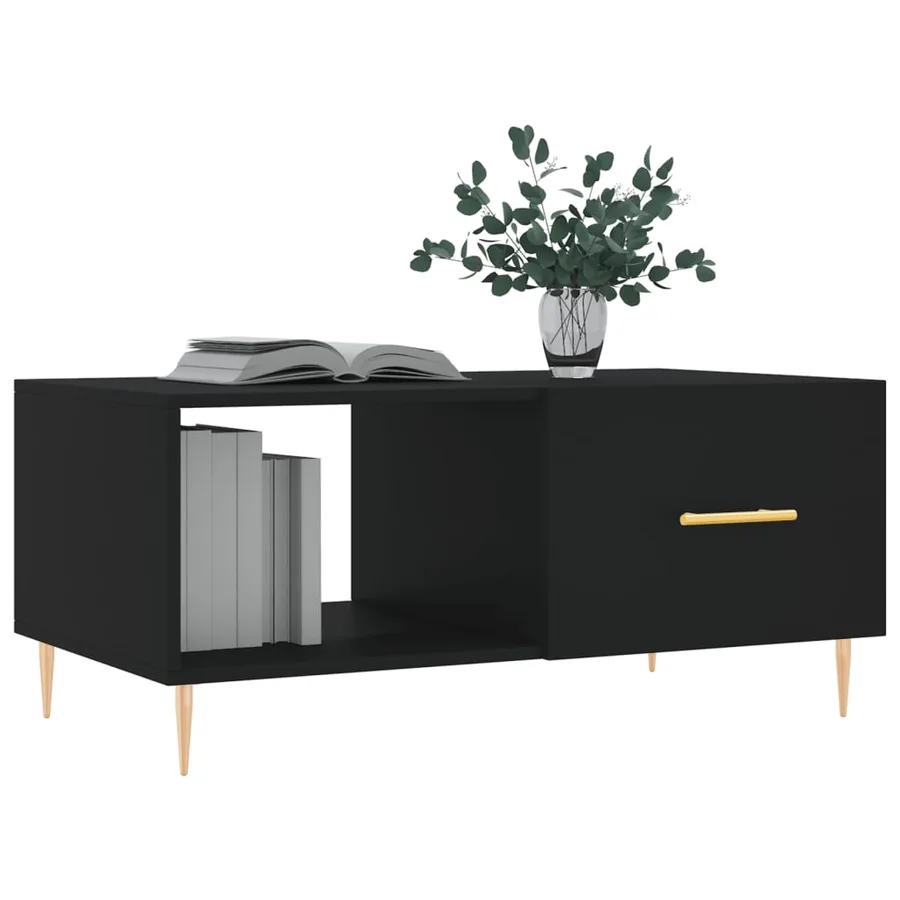 Table basse noir 90x50x40 cm bois d'ingénierie - 3