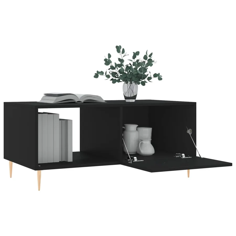 Table basse noir 90x50x40 cm bois d'ingénierie - 4