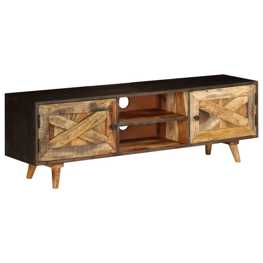 Meuble TV Bois de manguier massif 140 x 30 x 45 cm - 9