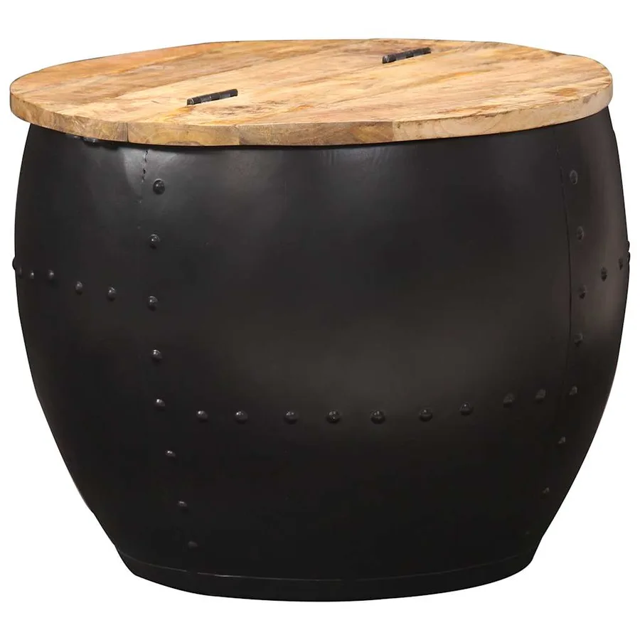Table basse ronde 53x43 cm Bois de manguier massif - 11