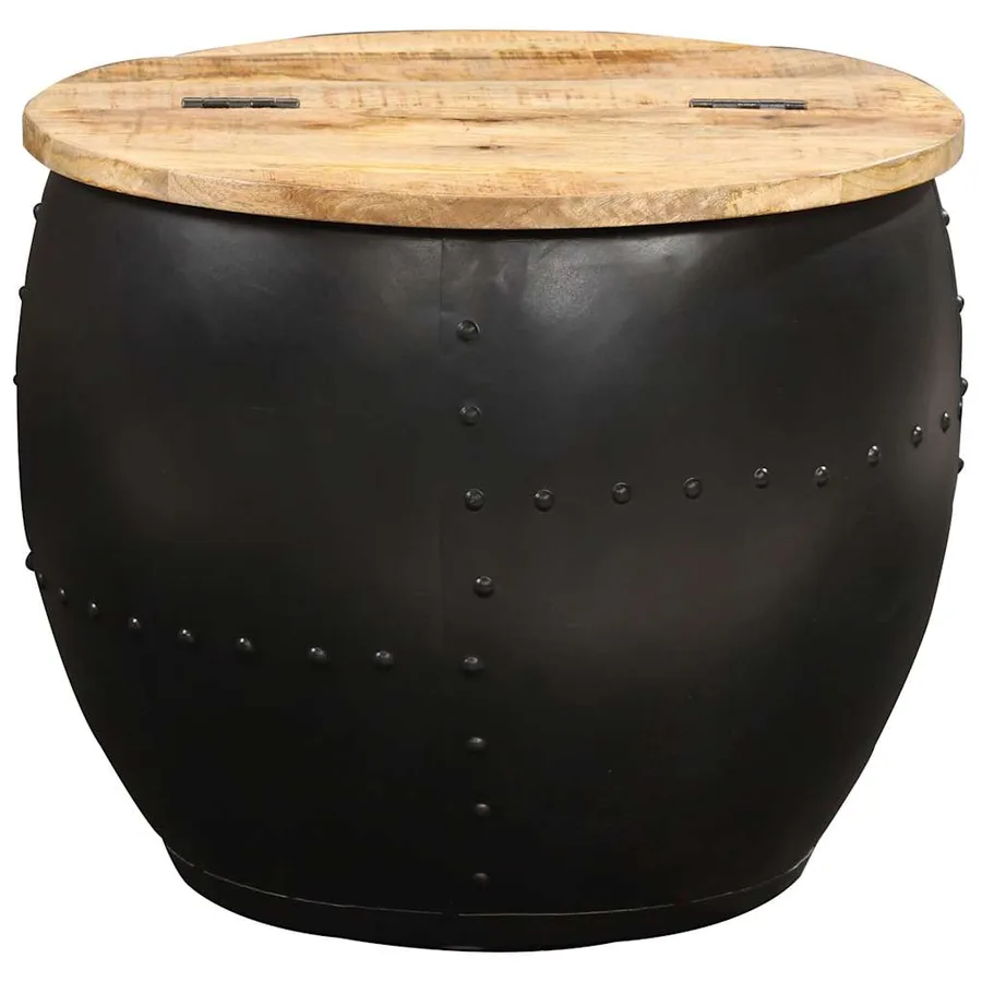 Table basse ronde 53x43 cm Bois de manguier massif - 2