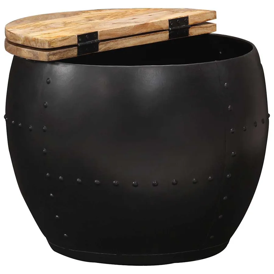 Table basse ronde 53x43 cm Bois de manguier massif - 3