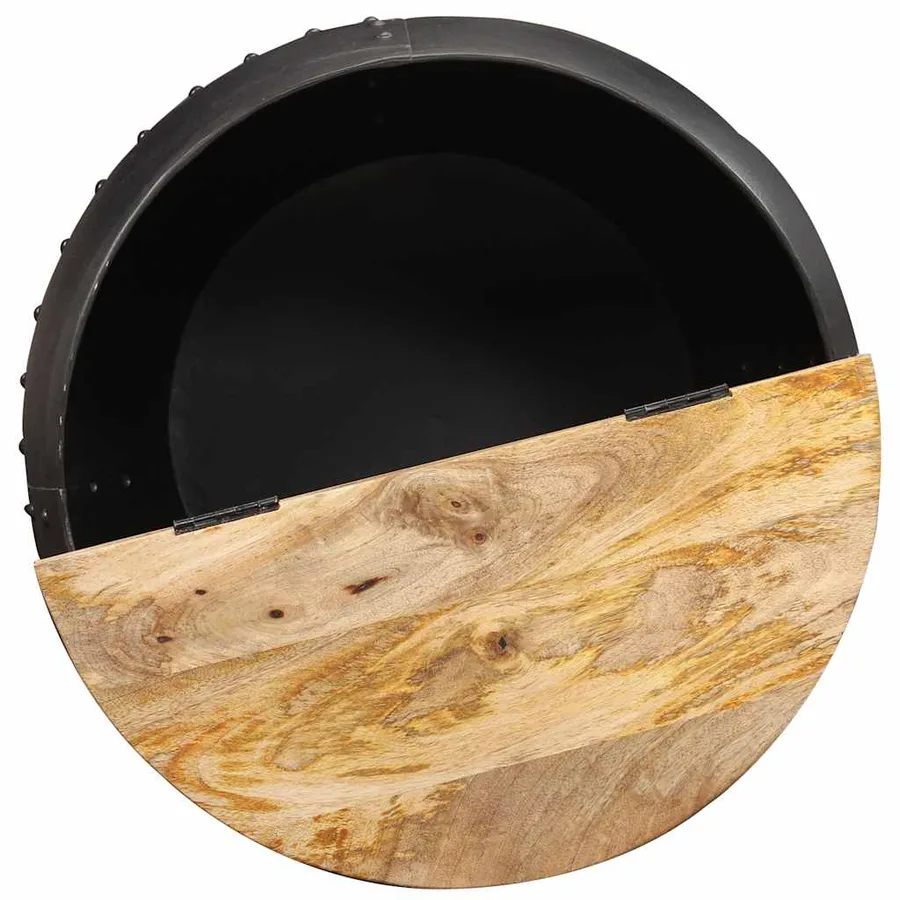 Table basse ronde 53x43 cm Bois de manguier massif - 5