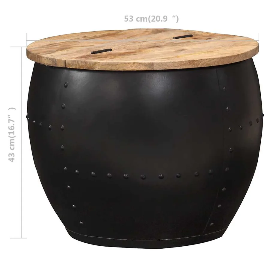 Table basse ronde 53x43 cm Bois de manguier massif - 7
