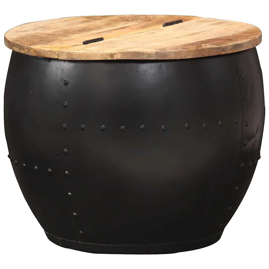 Table basse ronde 53x43 cm Bois de manguier massif - 8