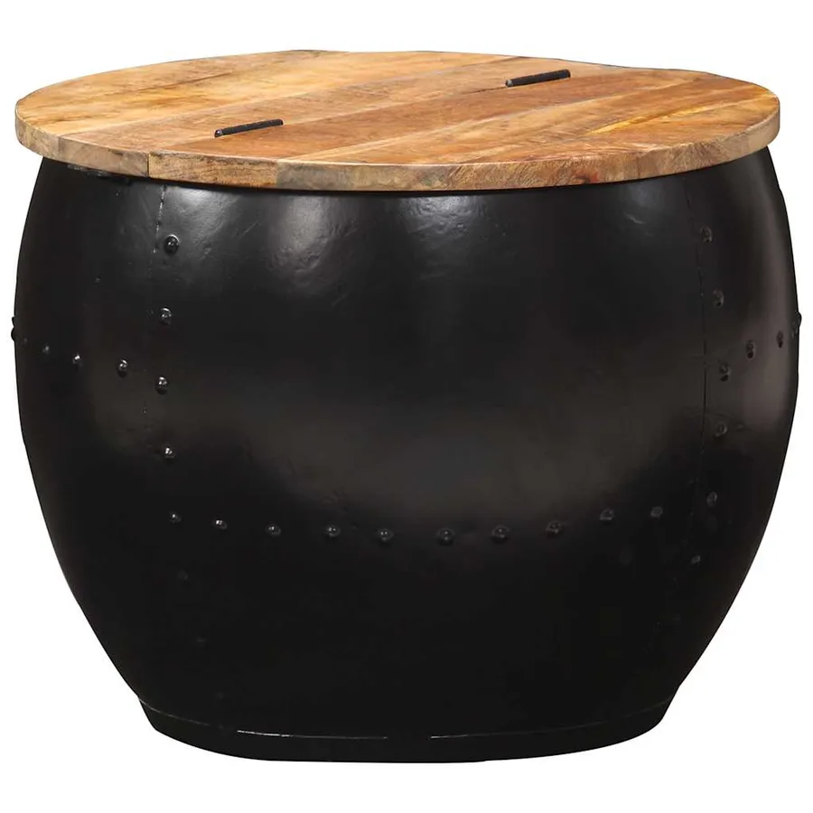 Table basse ronde 53x43 cm Bois de manguier massif - 9