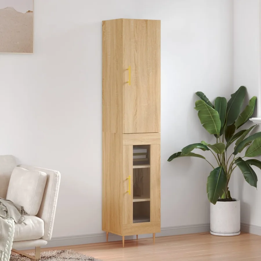 Buffet haut Chêne sonoma 34,5x34x180 cm Bois d'ingénierie