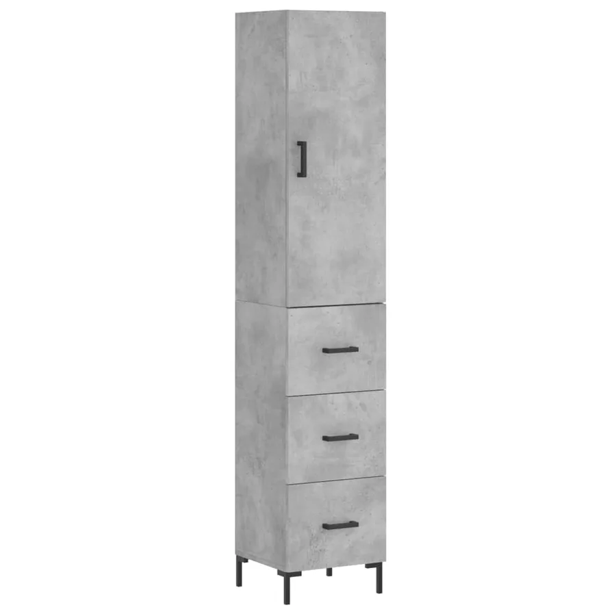 Buffet haut Gris béton 34,5x34x180 cm Bois d'ingénierie - 2