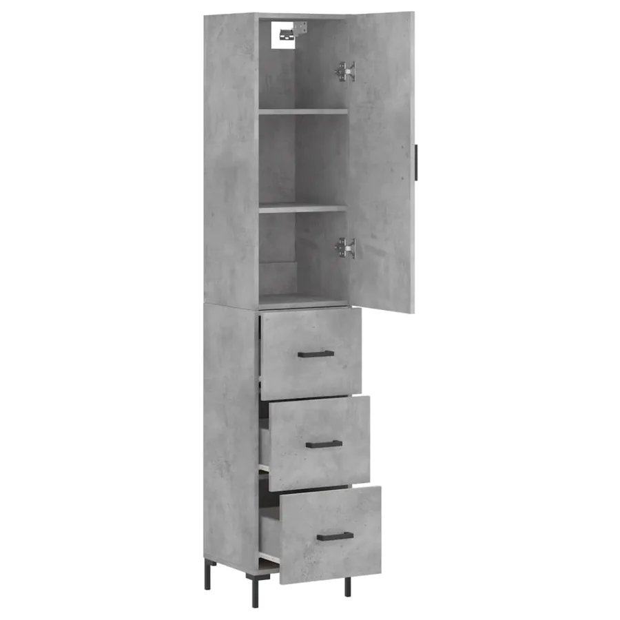 Buffet haut Gris béton 34,5x34x180 cm Bois d'ingénierie - 4