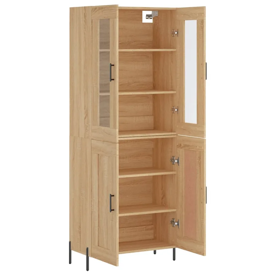 Buffet haut Chêne sonoma 69,5x34x180 cm Bois d'ingénierie - 4
