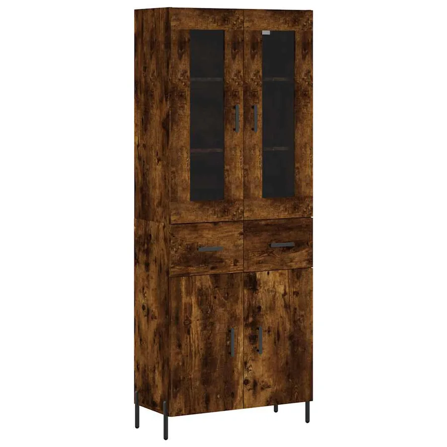 Buffet haut Chêne fumé 69,5x34x180 cm Bois d'ingénierie - 2