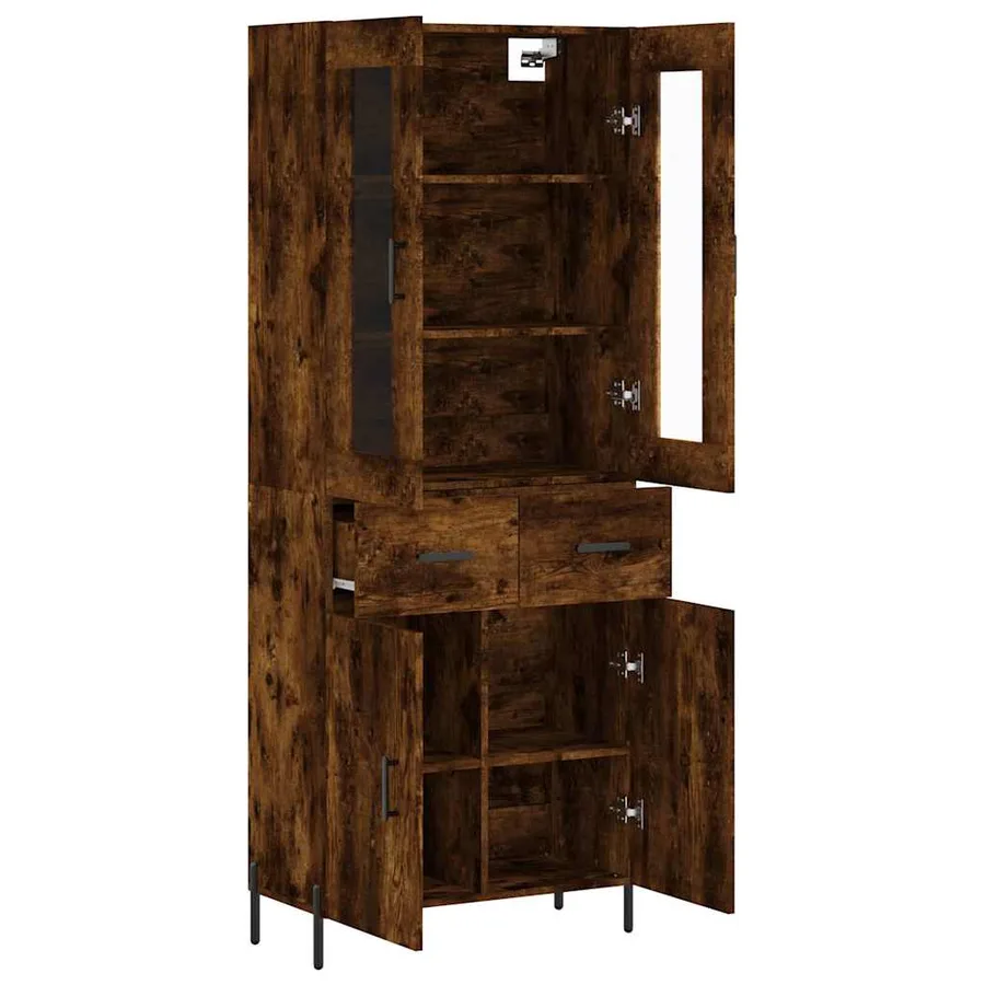 Buffet haut Chêne fumé 69,5x34x180 cm Bois d'ingénierie - 4