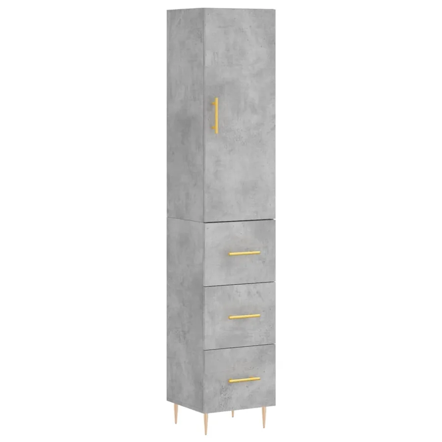 Buffet haut Gris béton 34,5x34x180 cm Bois d'ingénierie - 2